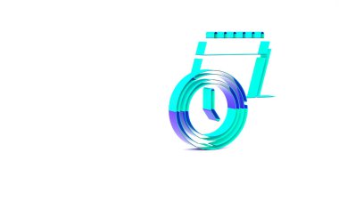 Turkuaz takvim ve saat simgesi beyaz arkaplanda izole edildi. Program, randevu, organizatör, zaman çizelgesi, zaman yönetimi. Minimalizm kavramı. 3d illüstrasyon 3B canlandırma.