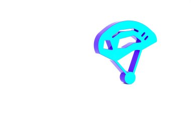 Turkuaz bisiklet başlığı simgesi beyaz arkaplanda izole edildi. Olağanüstü bir spor. Spor malzemeleri. Minimalizm kavramı. 3d illüstrasyon 3B canlandırma.