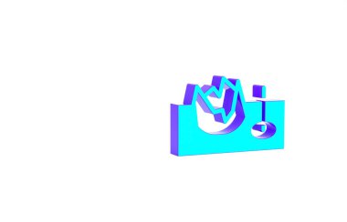 Turkuaz bisiklet beyaz arka planda izole edilmiş sokak rampası simgesi. Kaykay parkı. Olağanüstü bir spor. Spor malzemeleri. Minimalizm kavramı. 3d illüstrasyon 3B canlandırma.