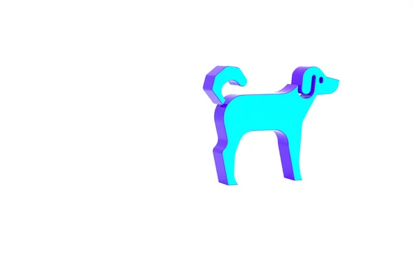 Turkoois Hond Pictogram Geïsoleerd Witte Achtergrond Minimalisme Concept Illustratie Renderen — Stockfoto