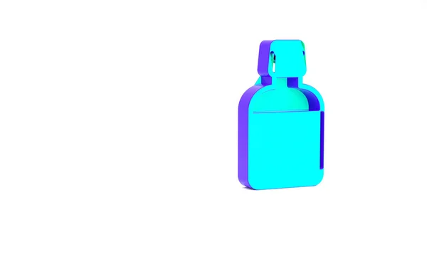 绿松石药瓶图标孤立在白色背景 装药丸的集装箱动物处方药 最低纲领的概念 3D渲染3D插图 — 图库照片