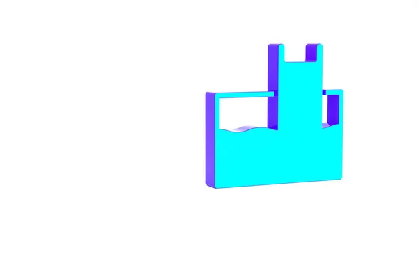 绿松石游泳池与梯子图标隔离在白色背景 最低纲领的概念 3D渲染3D插图 — 图库照片