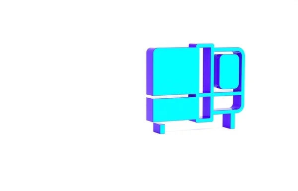 Turquoise Bed Icoon Geïsoleerd Witte Achtergrond Minimalisme Concept Illustratie Renderen — Stockfoto