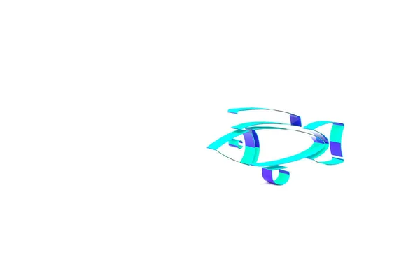 Бірюзова Ікона Риби Ізольована Білому Тлі Концепція Мінімалізму Рендеринг — стокове фото