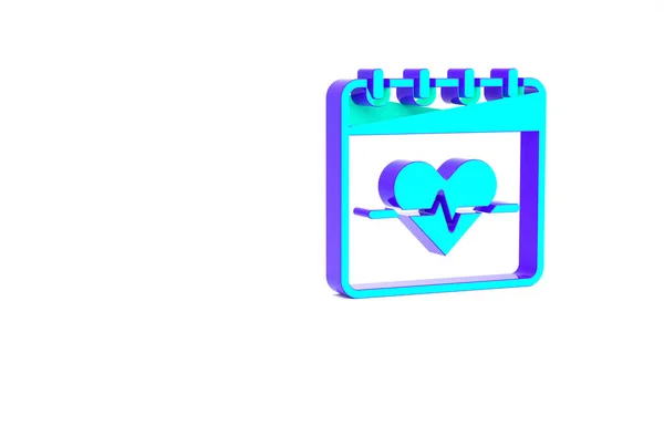 Turkoois Hartslagpictogram Geïsoleerd Witte Achtergrond Hartslagteken Hartslag Icoon Cardiogram Icoon — Stockfoto