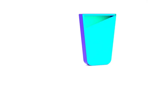 Vetro Turchese Con Icona Dell Acqua Isolata Sfondo Bianco Bicchiere — Foto Stock