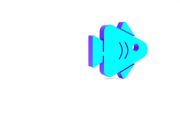 Icona Turchese Fish Isolata Sfondo Bianco Concetto Minimalista Illustrazione Rendering — Foto Stock
