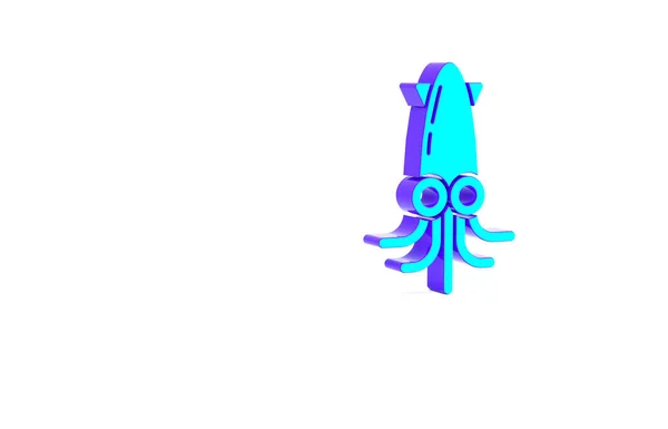 Ікона Бірюзового Восьминога Ізольована Білому Тлі Концепція Мінімалізму Рендеринг — стокове фото