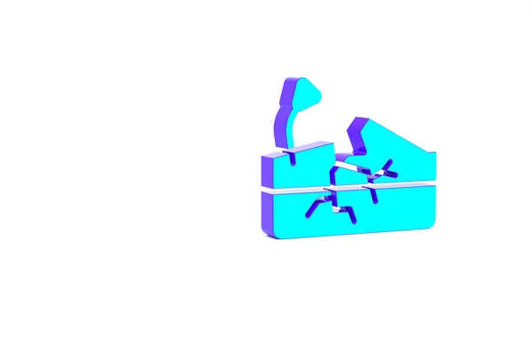 Turquoise Earthquake Icon Isolated White Background Minimalism Concept Illustration Render — Stock Photo, Image