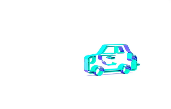 绿松石车图标隔离在白色背景 最低纲领的概念 3D渲染3D插图 — 图库照片