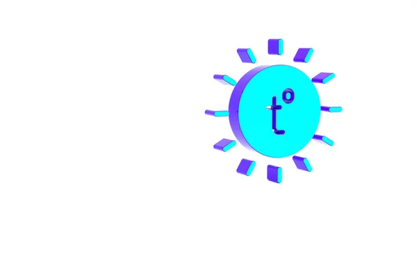 Τυρκουάζ Εικόνα Ήλιου Απομονωμένη Λευκό Φόντο Θερινό Σύμβολο Καλή Ηλιόλουστη — Φωτογραφία Αρχείου