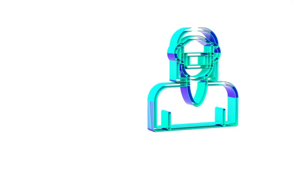 Turquoise Woman Face Medical Protective Mask Icon Isolated White Background — Stock Photo, Image