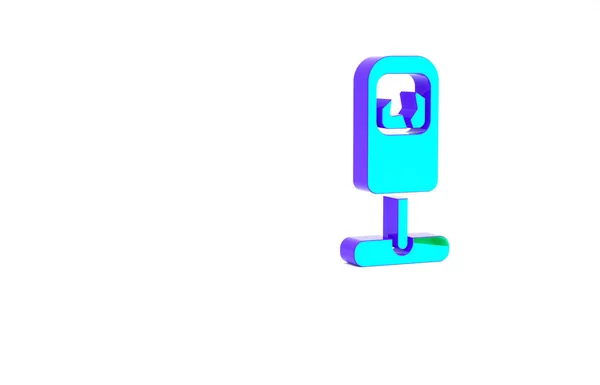Бирюзовый Мусорный Бак Значок Изолирован Белом Фоне Знак Мусорного Бака — стоковое фото