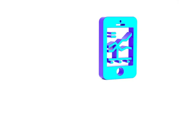 Turquoise Mobile Χρηματιστηριακή Έννοια Εικονίδιο Απομονωμένο Λευκό Φόντο Online Συναλλαγές — Φωτογραφία Αρχείου