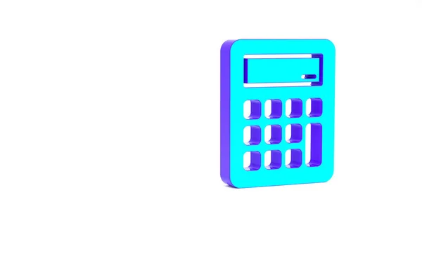 Turquoise Calculator Εικονίδιο Απομονώνονται Λευκό Φόντο Λογιστικό Σύμβολο Υπολογισμοί Επιχειρήσεων — Φωτογραφία Αρχείου