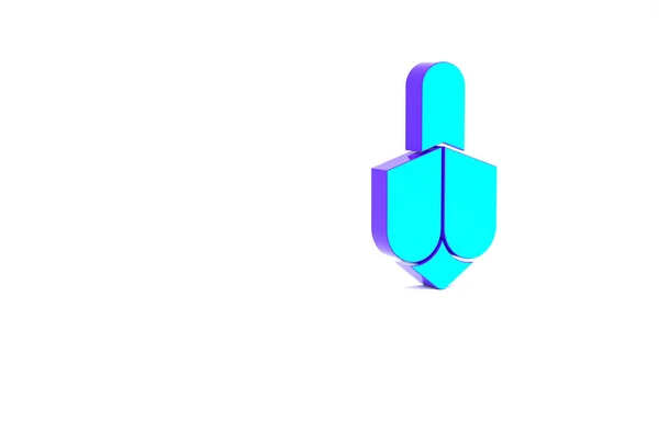 Turkoois Chanoeka Dreidel Pictogram Geïsoleerd Witte Achtergrond Minimalisme Concept Illustratie — Stockfoto