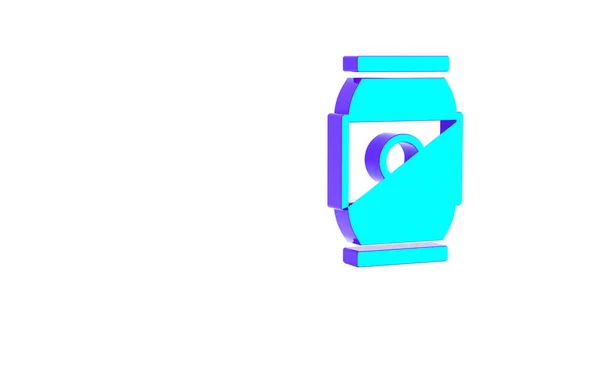 Turquoise Beer Can Icon Isolated White Background Minimalism Concept Illustration — Stock Photo, Image
