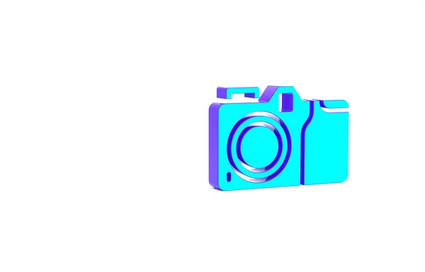 Turkoois Fotocamera Icoon Geïsoleerd Witte Achtergrond Foto Camera Icoon Minimalisme — Stockfoto