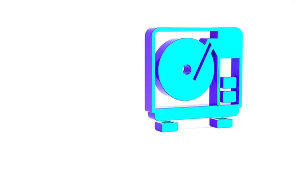 Бірюзовий Вініловий Плеєр Іконкою Вінілового Диска Ізольовано Білому Тлі Концепція — стокове фото