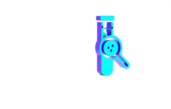 Türkis Reagenzglas Und Kolben Chemischen Labortest Symbol Isoliert Auf Weißem — Stockfoto