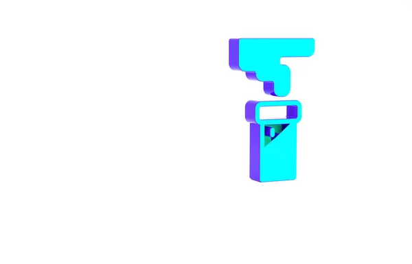 Turquoise Test Tube Flask Chemical Laboratory Test Icon Isolated White — Stock Photo, Image