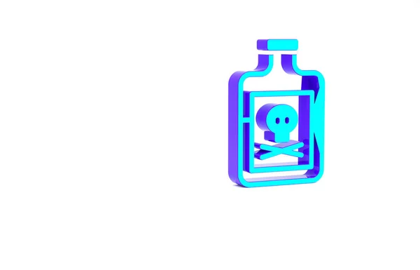 绿松石毒药在瓶子图标隔离在白色背景 一壶毒药或有毒化学毒素 最低纲领的概念 3D渲染3D插图 — 图库照片