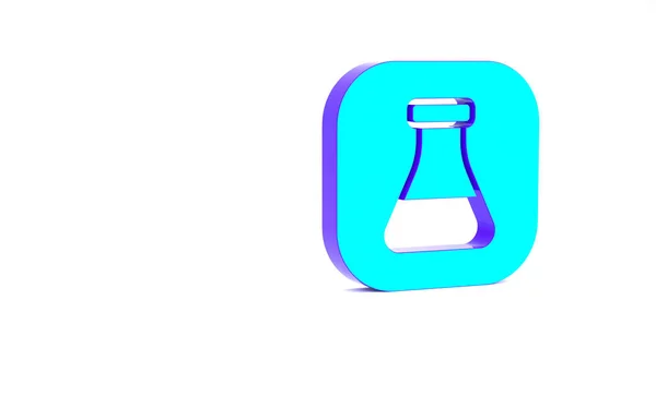 Turquoise Test Tube Flask Chemical Laboratory Test Icon Isolated White — Stock Photo, Image