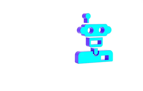 Turquoise Robot Icon Isolated White Background Minimalism Concept Illustration Render — Stock Photo, Image