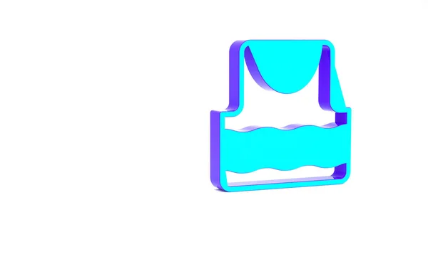 Ícone Colete Azul Esverdeado Isolado Fundo Branco Conceito Minimalismo Ilustração — Fotografia de Stock