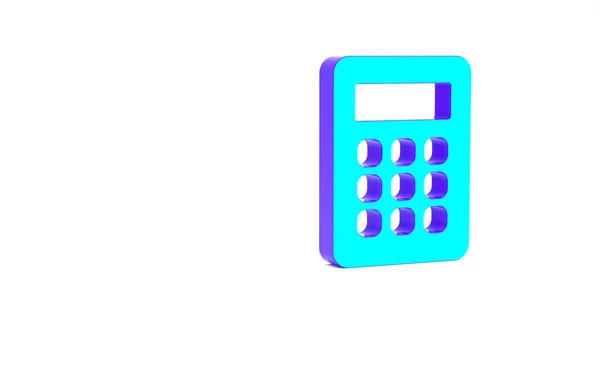 Значок Бирюзового Калькулятора Выделен Белом Фоне Символ Бухгалтерии Математические Расчеты — стоковое фото