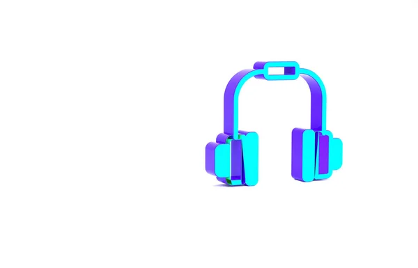 Turkusowe Słuchawki Ikona Izolowane Białym Tle Słuchawki Koncepcja Słuchania Muzyki — Zdjęcie stockowe