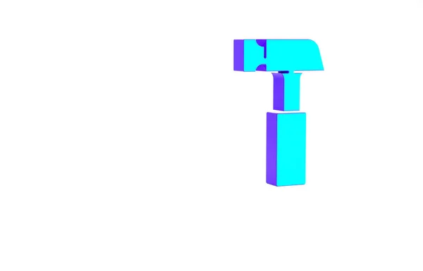 Бірюзова Ікона Hammer Ізольована Білому Тлі Обладнання Ремонту Концепція Мінімалізму — стокове фото
