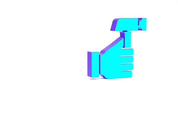 ターコイズハンマーのアイコンは白い背景に隔離されています 修理のためのツール 最小限の概念 3Dイラスト3Dレンダリング — ストック写真