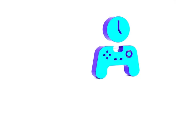 Turquoise Gamepad Time Icon Isolated White Background Time Play Games — Stock Photo, Image