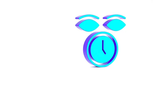 Turquoise Clock Icon Isolated White Background Time Symbol Minimalism Concept — Stock Photo, Image
