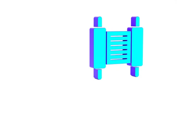 Turquoise Torah scroll icon isolated on white background. Jewish Torah in expanded form. Star of David symbol. Old parchment scroll. Minimalism concept. 3d illustration 3D render. — Stock Image Turquoise Torah Scroll Icon Isolated White Background Jewish Torah Expanded Stock Image