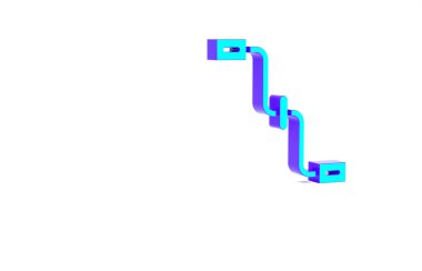 Turkuaz bisiklet pedalları simgesi beyaz arkaplanda izole edildi. Minimalizm kavramı. 3d illüstrasyon 3B canlandırma.