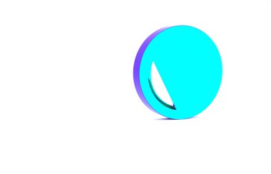 Turkuaz bisiklet tekeri simgesi beyaz arkaplanda izole edildi. Bisiklet yarışı. Tekerlek havası. Spor malzemeleri. Minimalizm kavramı. 3d illüstrasyon 3B canlandırma.