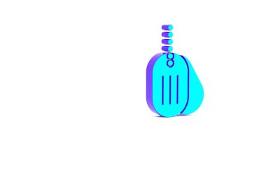 Beyaz arka planda izole edilmiş turkuaz askeri künye simgesi. Kimlik etiketi simgesi. Ordu işareti. Minimalizm kavramı. 3d illüstrasyon 3B canlandırma.