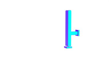 Turkuaz polis kauçuk cop ikonu beyaz arka planda izole edildi. Kauçuk copu. Polis yarasası. Polis ekipmanları. Minimalizm kavramı. 3d illüstrasyon 3B canlandırma.