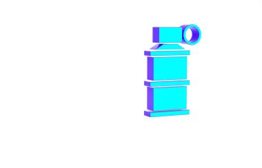Turkuaz El bombası ikonu beyaz arka planda izole edildi. Bomba patlaması. Minimalizm kavramı. 3d illüstrasyon 3B canlandırma.