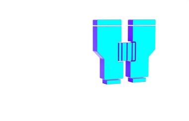 Turkuaz Dürbün simgesi beyaz arkaplanda izole edildi. Yazılım işareti bul. Casus ekipman sembolü. Minimalizm kavramı. 3d illüstrasyon 3B canlandırma.