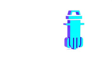 Turkuaz su filtresi simgesi beyaz arkaplanda izole edildi. Su filtreleme sistemi. Ters osmoz sistemi. Minimalizm kavramı. 3d illüstrasyon 3B canlandırma.