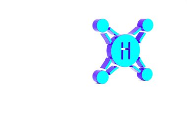 Turkuaz su musluğu simgesi beyaz arkaplanda izole edildi. Minimalizm kavramı. 3d illüstrasyon 3B canlandırma.