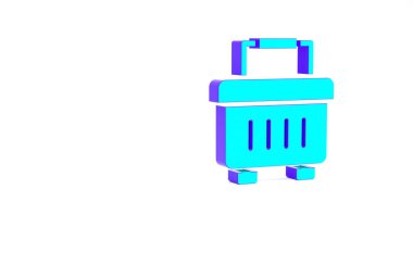 Turkuaz Araç Kutusu simgesi beyaz arkaplanda izole edildi. Alet kutusu tabelası. Minimalizm kavramı. 3d illüstrasyon 3B canlandırma.