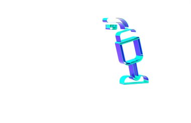 Turkuaz elektrikli süpürge ikonu beyaz arka planda izole edildi. Minimalizm kavramı. 3d illüstrasyon 3B canlandırma.