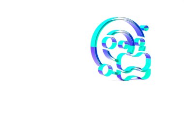 Beyaz arka planda izole edilmiş turkuaz bulaşık ikonu. Bulaşık yıkama ikonu. Bulaşık makinesi tabelası. Masa takımı tabelası temiz. Minimalizm kavramı. 3d illüstrasyon 3B canlandırma.