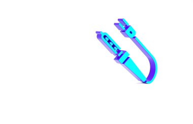 Turkuaz lehimleme demir ikonu beyaz arka planda izole edildi. Minimalizm kavramı. 3d illüstrasyon 3B canlandırma.