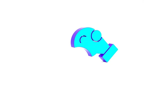 Turquoise Gas Mask Icon Isolated White Background Respirator Sign Minimalism — Stock Photo, Image