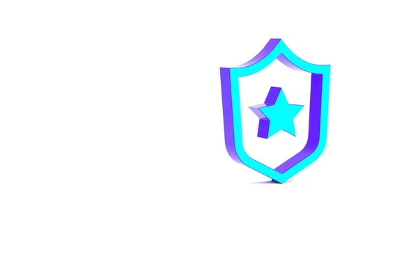 Бірюзова Ікона Військової Нагороди Ізольована Білому Тлі Знак Армії Концепція — стокове фото